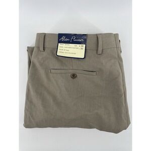 VTG Alan Flusser 2 Pleat Cuffed Taupe Men's Pants Polyester Trousers 36x30 NWT